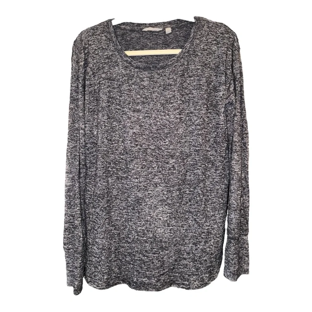 Athleta Long Sleeve Gray Marled Top Lightweight Lounge Tee Size S AR5 - Picture 2 of 6